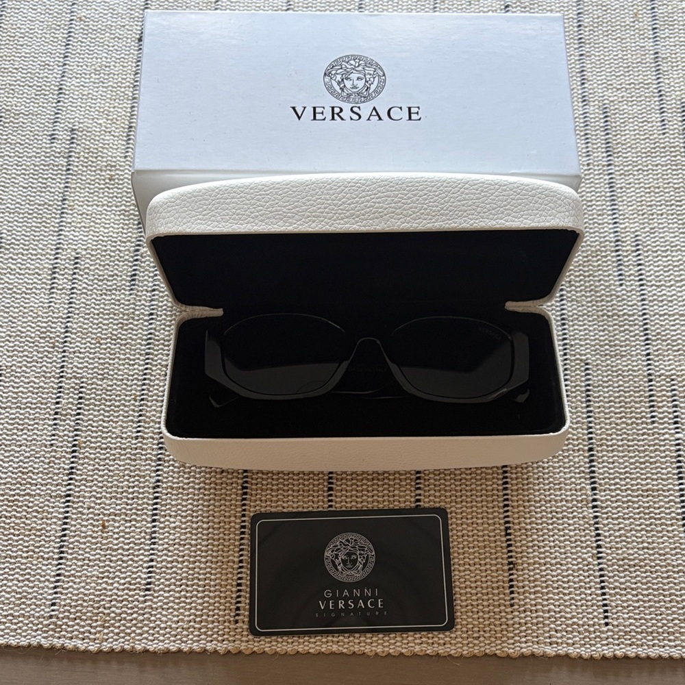 Versace Black Rectangular Sunglasses
